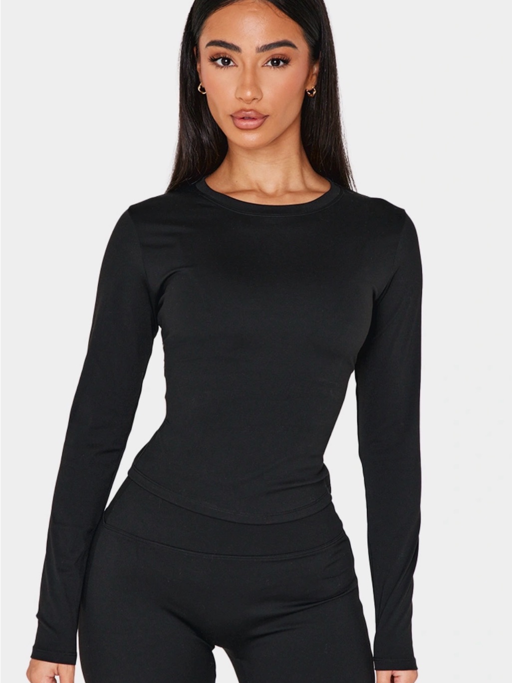 Prettylittlething Petite Black Sculpt Long Sleeve Gym Top